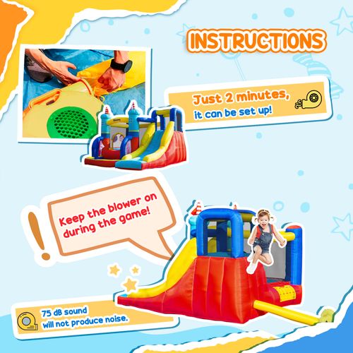 Pool with Bouncy Castle, Trampoline, Slide and Climbing Wall -  with blower